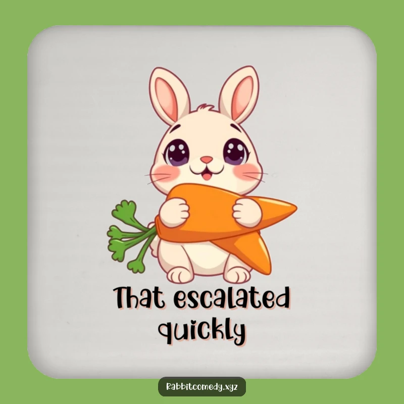 Funny Surprised Rabbit Carrot Coaster: Absorbent Drink Humor Funny Gift