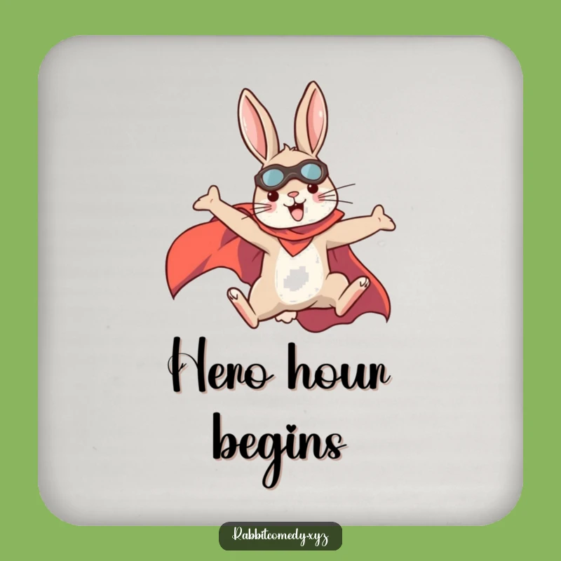 Funny Superhero Rabbit Coaster: Protect Surfaces with Power, A Hilarious Funny Gift!
