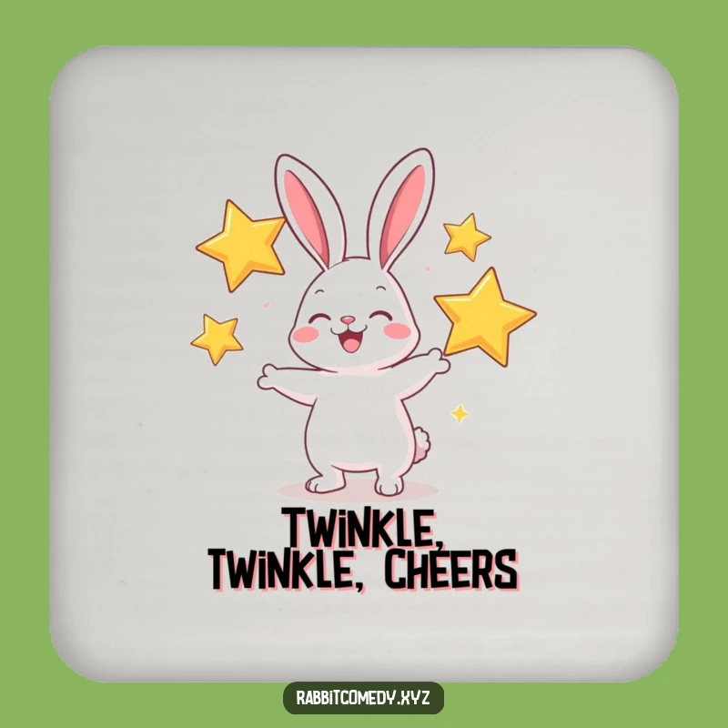 Funny Rabbit Juggling Stars Coaster: Protect Surfaces with Sparkle