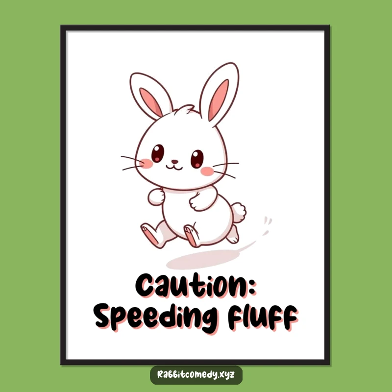 Funny Kawaii Rabbit Dash Poster - Cute & Playful Wall Art Gift
