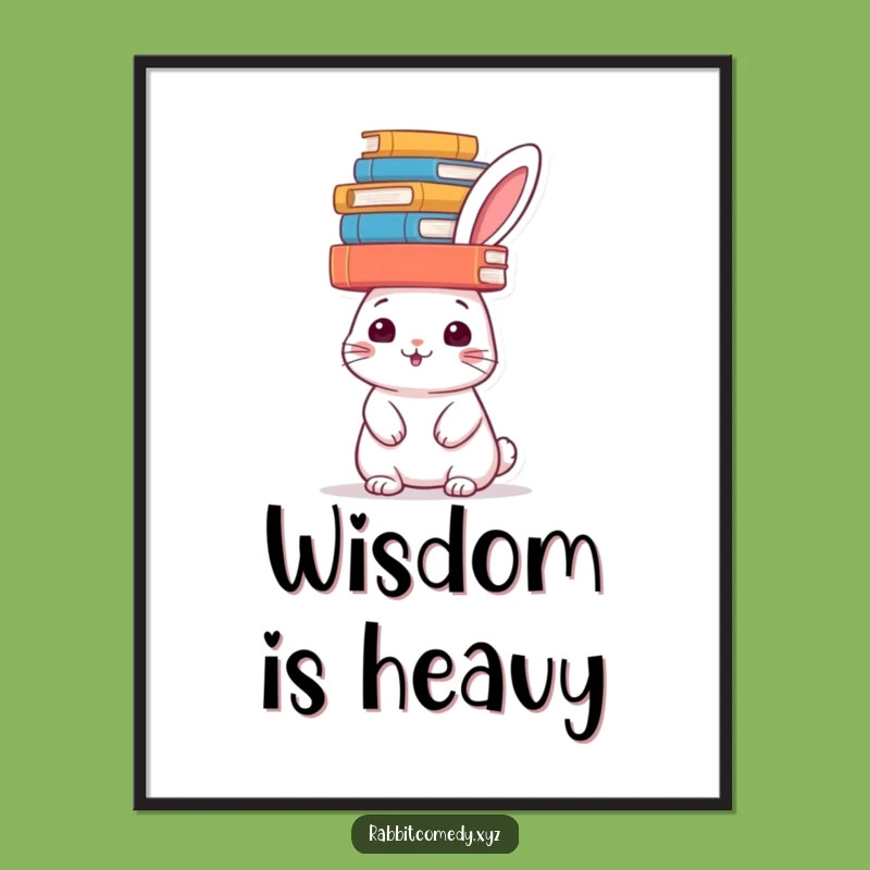 Funny Book Balancing Rabbit Poster: Decorate with Wisdom, A Hilarious Funny Gift!