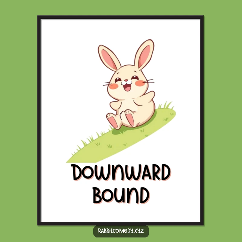 Funny Giggling Rabbit Poster - Surprise Rolling Art - Hilarious Wall Decor Gift