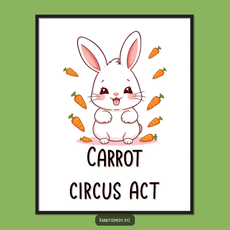 Funny Kawaii Rabbit Carrot Trick Poster: Decorate with Playful Charm