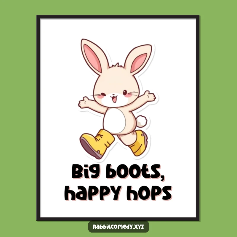 Funny Rabbit Boots Skipping Poster - Delightful Wall Art