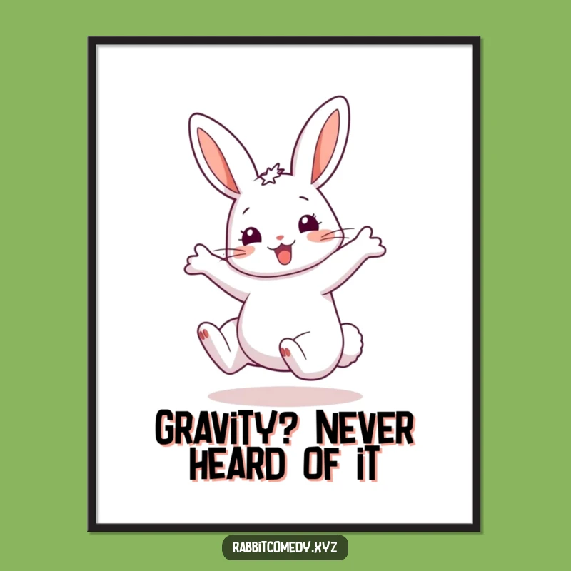Funny Rabbit Cartwheel Poster: Exaggerated Ears Wall Art, Perfect Hilarious Decor