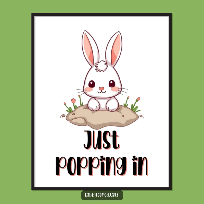 Funny Cute Rabbit Hole Poster: Charming Character Art Funny Gift