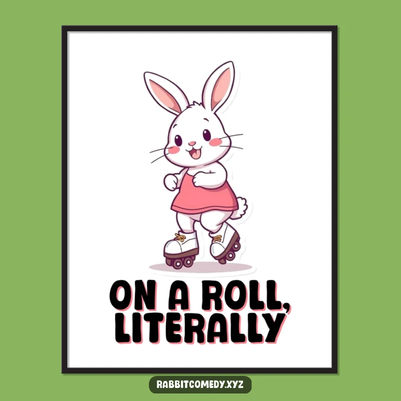 Funny Roller Skate Rabbit Poster: Playful Wall Art for a Laugh