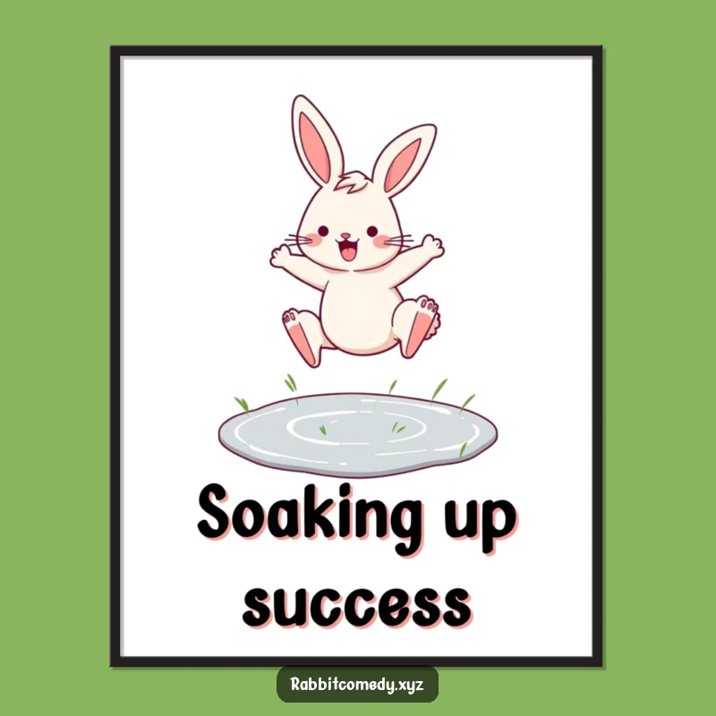Funny Determined Rabbit Leap Poster, Motivational Wall Art for Your Space