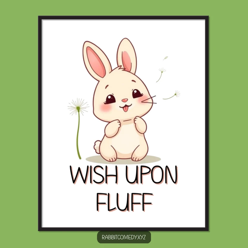 Funny Kawaii Rabbit Dandelion Poster - Whimsical Wall Art for a Humorous Touch