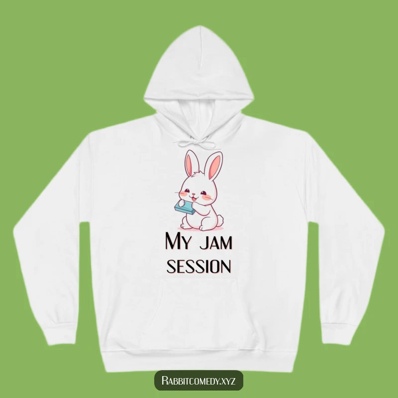 Cozy Funny Kawaii Rabbit Harmonica Hoodie: Warm Musical Vibes Gift