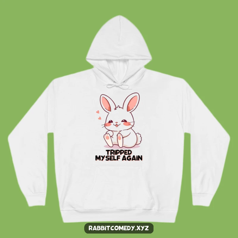 Cozy Funny Kawaii Rabbit Tripping Hoodie: Warmth for the Accident-Prone