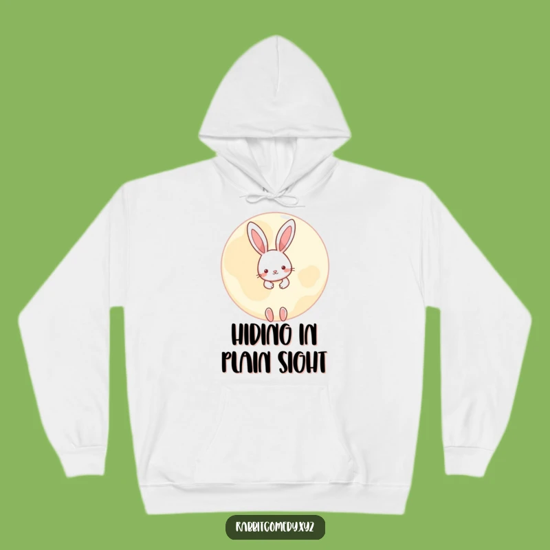 Funny Peeking Rabbit Moon Hoodie - Cozy & Whimsical Cartoon Gift
