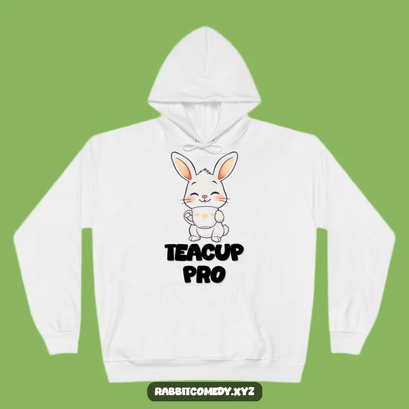 Funny Smiling Rabbit Teacup Hoodie - Cozy & Elegant Cartoon Gift