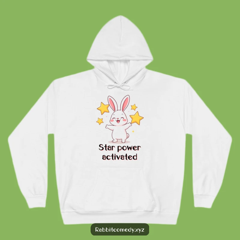 Funny Rabbit Juggling Stars Hoodie: Cozy Cheerful Character Gift