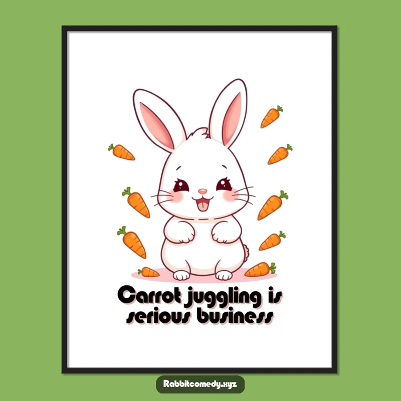 Funny Free Printable Wall Art: Mischievous Kawaii Rabbit Juggler
