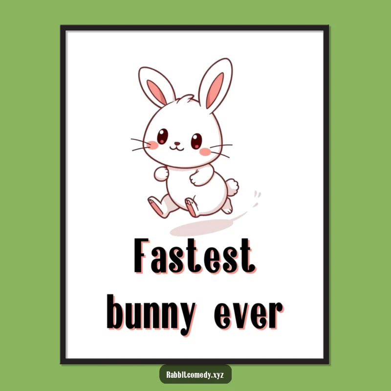 Free Printable Wall Art: Kawaii Rabbit Speedster, Funny Downloadable Decor