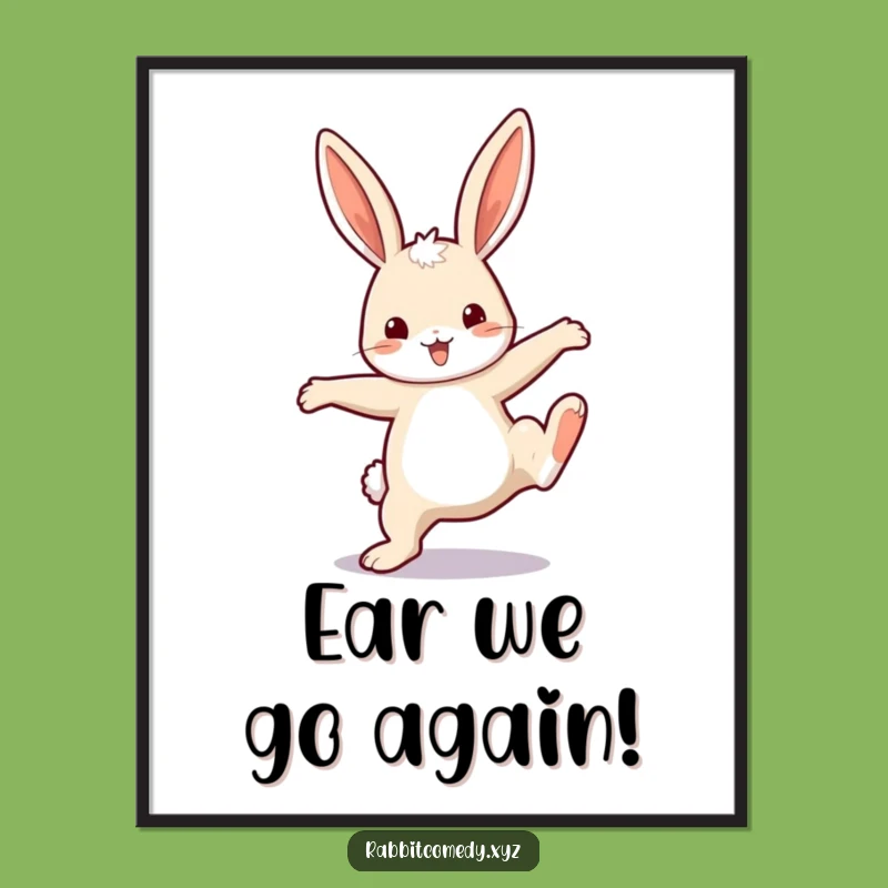 Free Printable Funny Rabbit Cartwheel Wall Art - Energetic Downloadable Decor