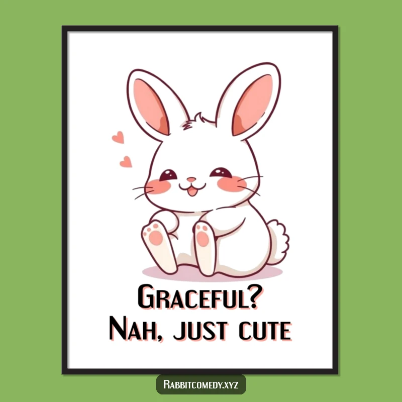 Free Printable Kawaii Rabbit Tripping Art: Funny Animal Downloadable Wall Decor