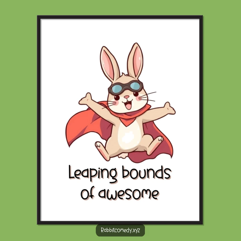 Free Printable Superhero Rabbit Wall Art: Funny Leaping Hero Decor, Downloadable Gift