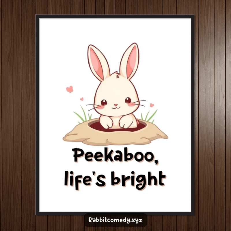 Funny Free Printable Wall Art: A sweet rabbit peeking from its burrow, adding adorable charm and curiosity to your decor.