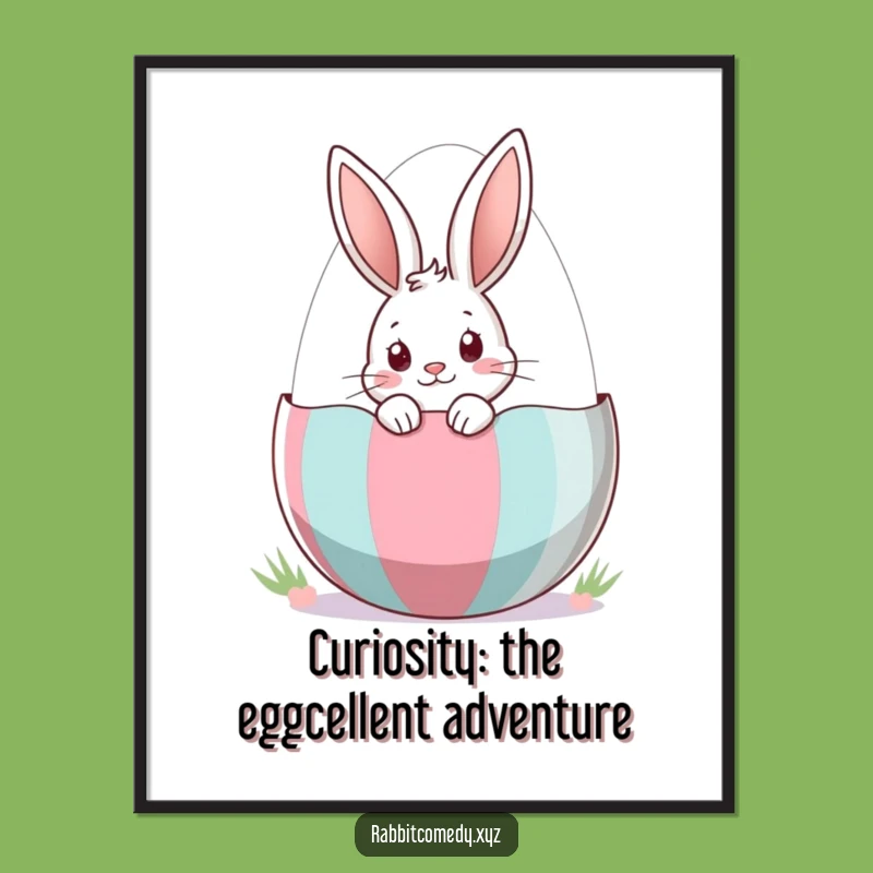 Free Printable Wall Art: Curious Rabbit Easter Egg - Whimsical Downloadable Decor