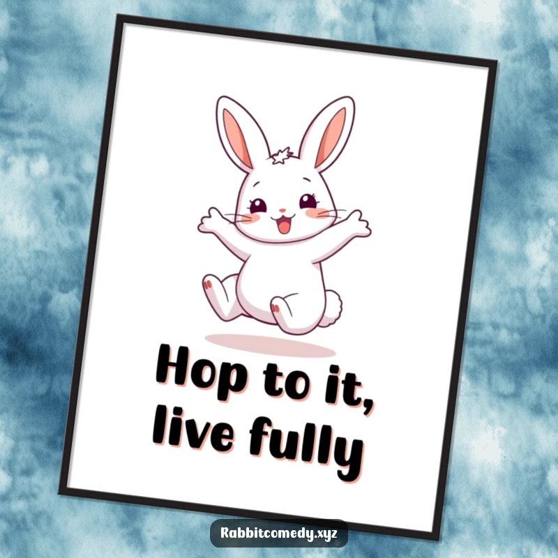 Funny Free Printable Wall Art: A dynamic rabbit doing a cartwheel with oversized ears, bringing energetic fun to any wall.