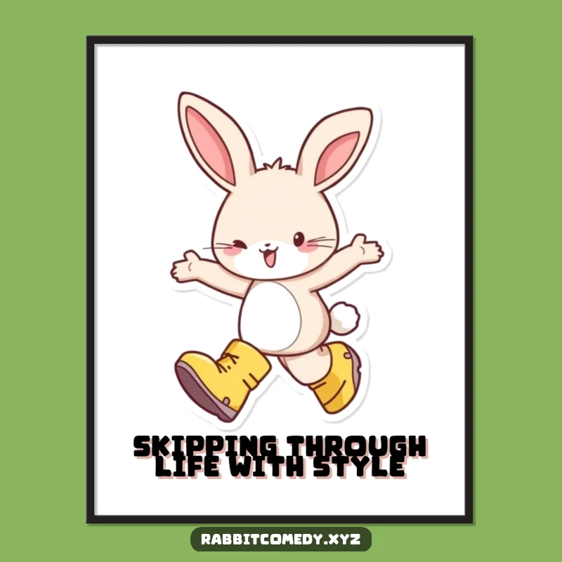 Free Printable Wall Art: Skipping Rabbit, Big Boots, Joyful Decor