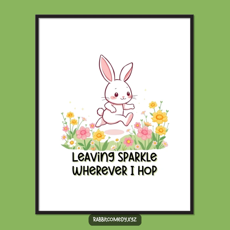 Free Printable Wall Art: Sparkle Rabbit - Energetic Downloadable Decor, Flower Fun