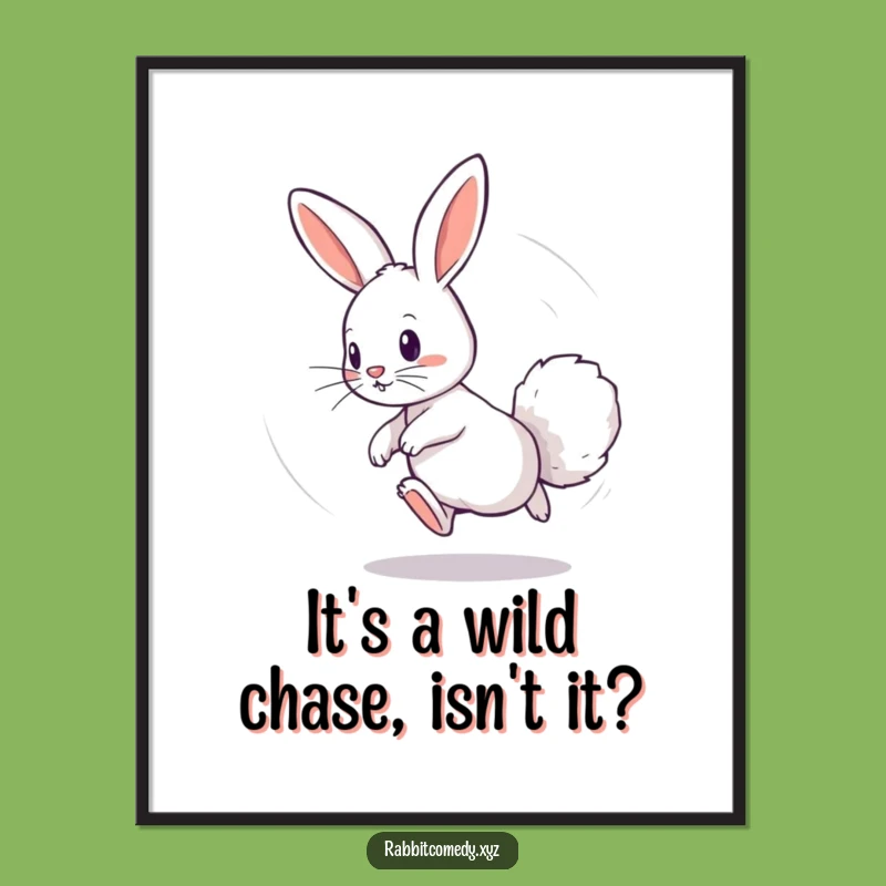 Free Printable Wall Art: Dizzy Rabbit Tail Chase, Funny Decor, Downloadable Art