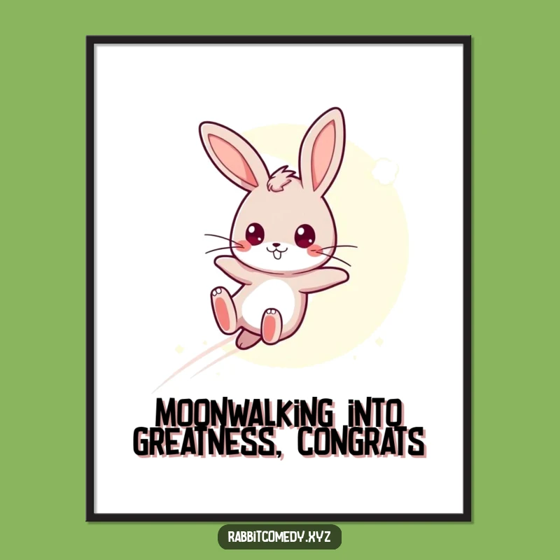 Free Printable Wall Art: Determined Rabbit Moonbeam Leap Funny Downloadable Home Decor