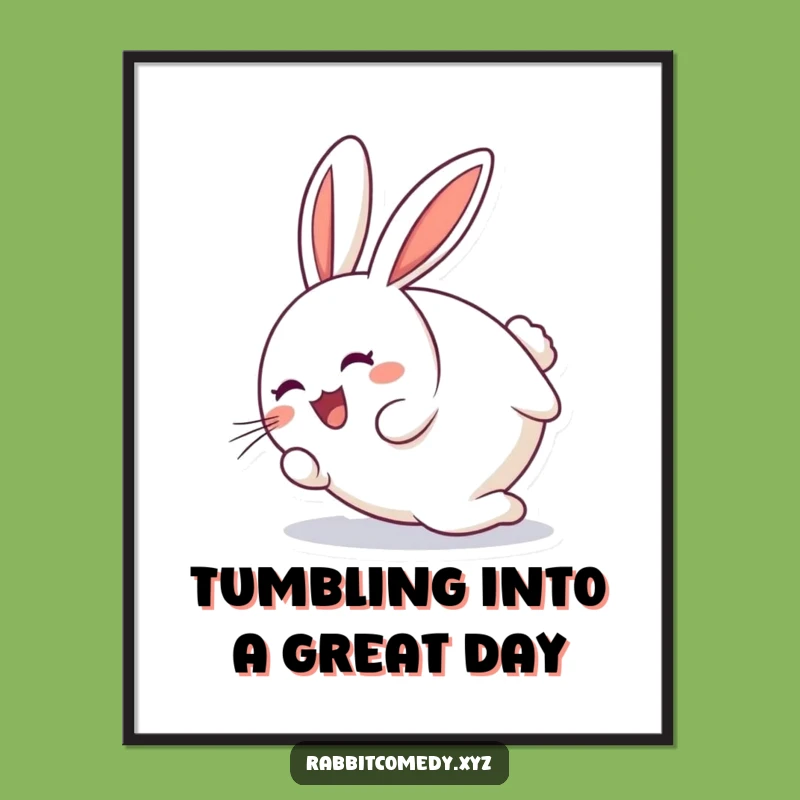 Free Printable Rabbit Wall Art: Joyful Tumbling Character for Energetic, Downloadable Decor