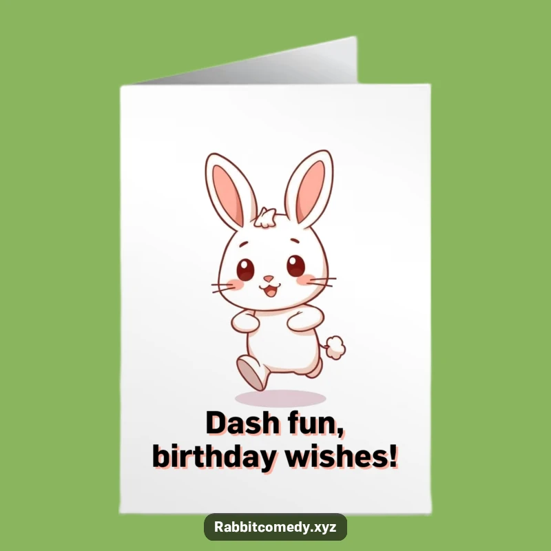 Free Printable Rabbit Birthday Card: Speedy Dash Design for a Fast Celebration