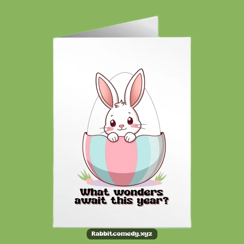 Free Printable Birthday Card: Curious Rabbit Easter Egg - Funny Surprise Downloadable Gift