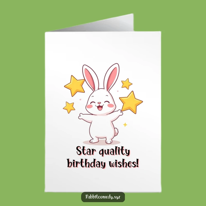 Free Printable Birthday Card: Juggling Stars Rabbit, Funny Downloadable Gift