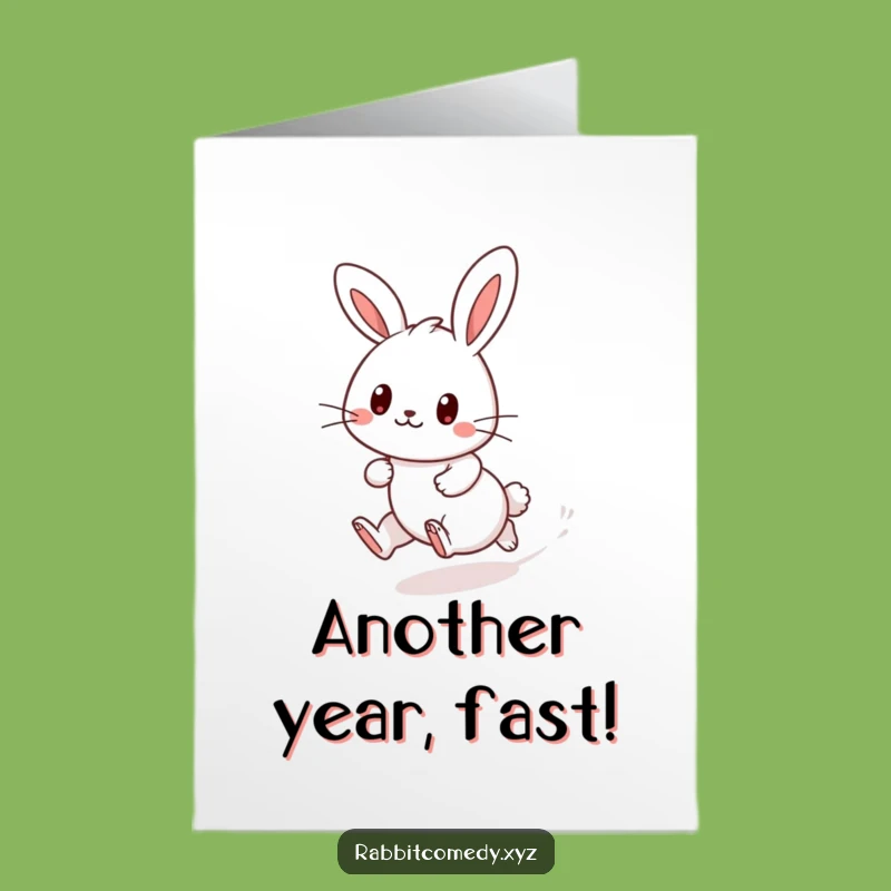 Free Printable Funny Birthday Card: Kawaii Rabbit Zoom, Downloadable Fun Gift