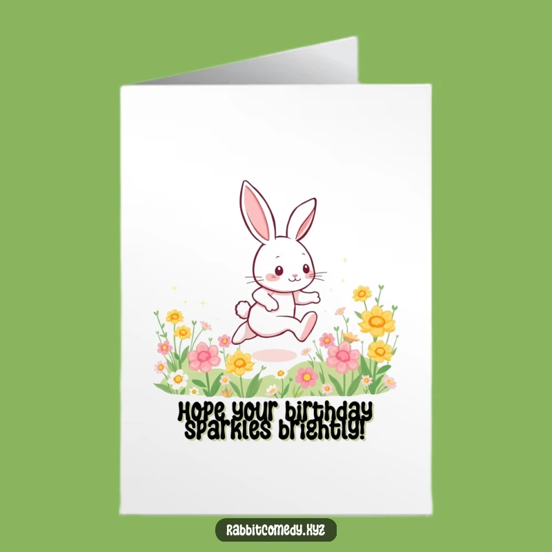 Free Printable Sparkle Rabbit Birthday Card - Energetic Fun Downloadable Gift