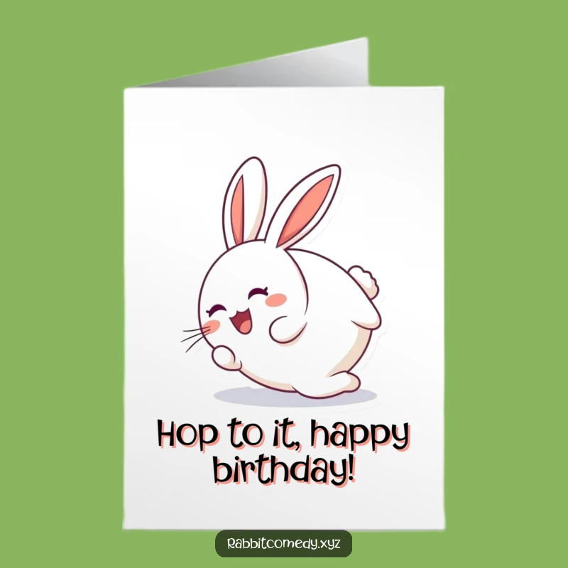 Free Printable Rabbit Birthday Card: Tumbling Joyful Design for a Hoppy Celebration