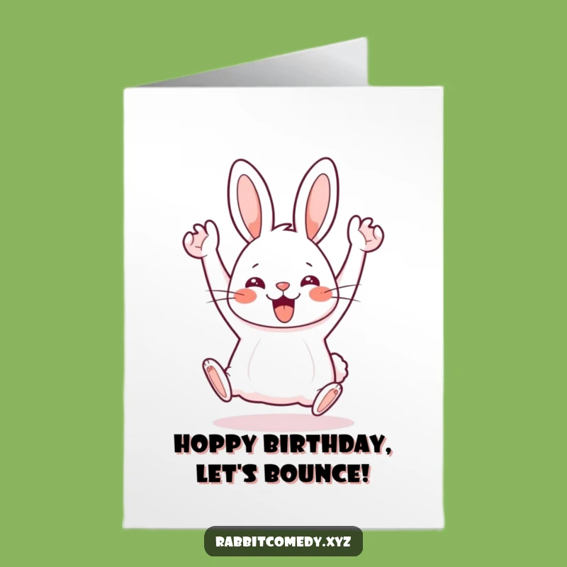 Free Printable Kawaii Rabbit Hop Birthday Card: Silly Downloadable Gift for a Joyful Celebration
