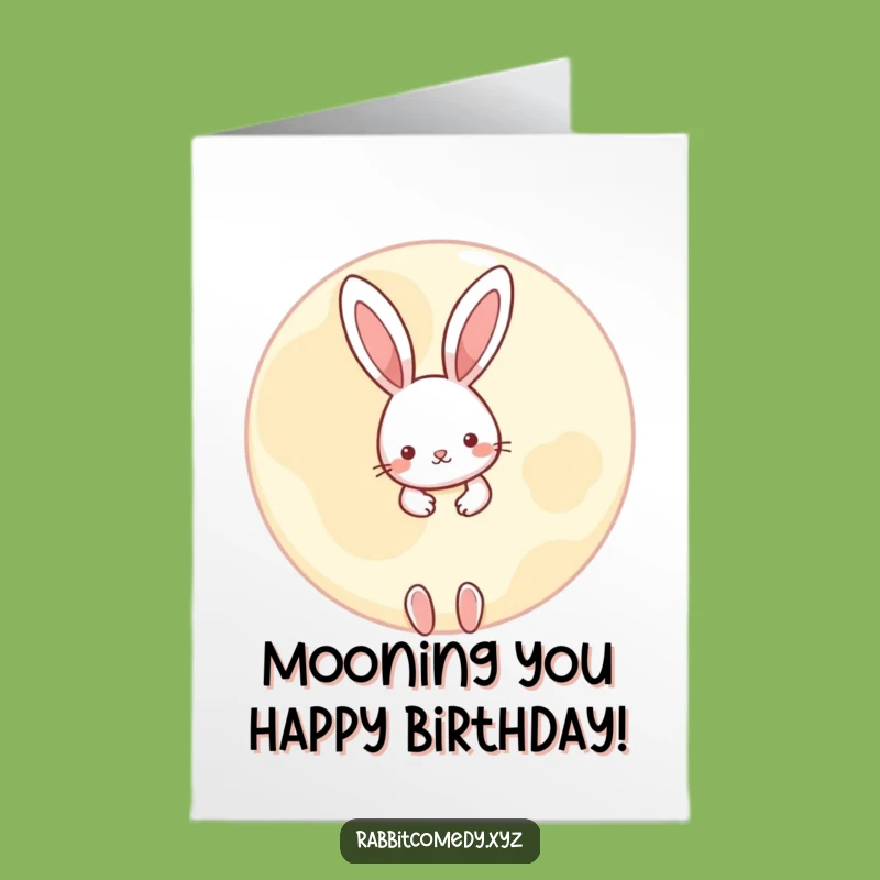Free Printable Funny Birthday Card: Rabbit Moon Peek, Downloadable Whimsical Gift