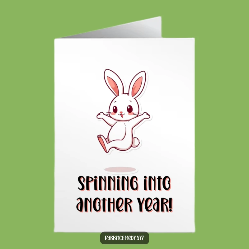 Free Printable Rabbit Birthday Card: Dizzy Spinning Design for a Fun Celebration