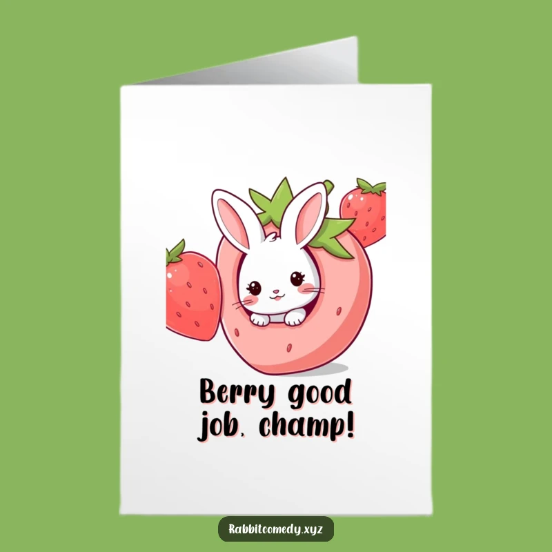 Free Printable Kawaii Strawberry Rabbit Congrats Card: Adorable Downloadable Gift for Sweet Achievements