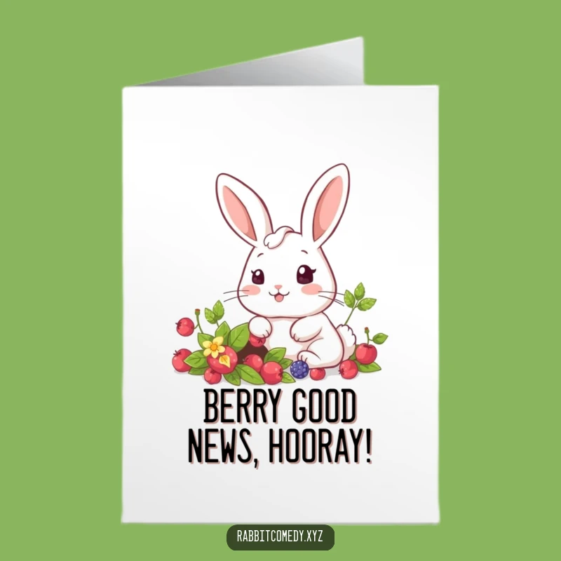 Free Printable Congrats Card: Surprised Kawaii Rabbit's Berry Discovery