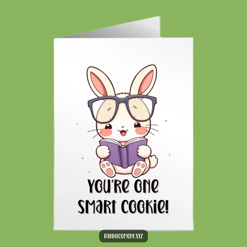 Free Printable Congrats Card: Bookish Rabbit Glasses Funny Downloadable