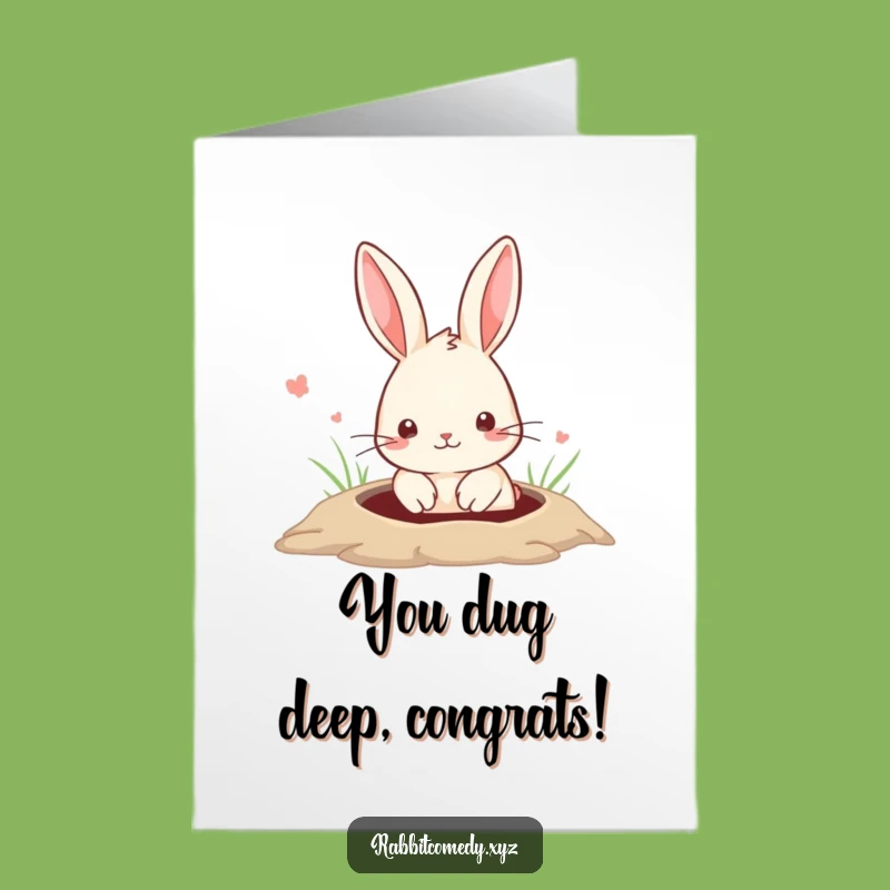 Free Printable Congrats Card: Curious Rabbit Peeking to Celebrate Your Success