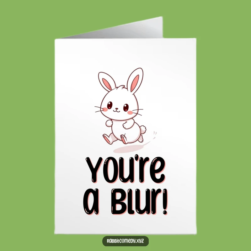 Free Printable Congrats Card: Kawaii Rabbit Dash, Downloadable Cheerful Gift