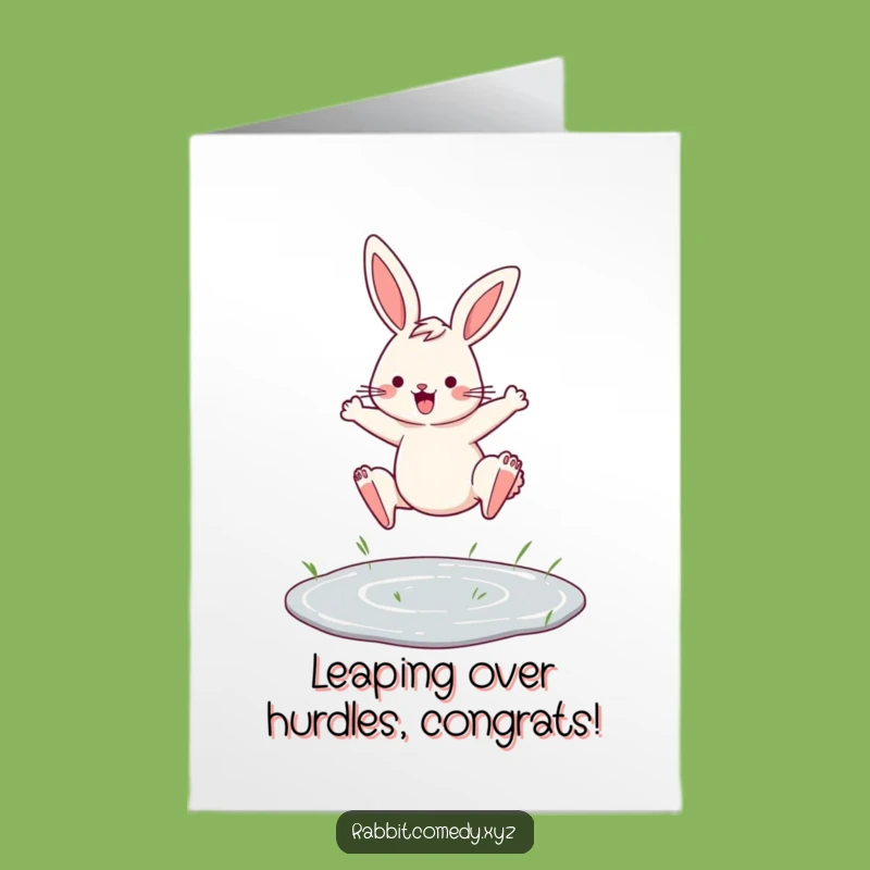Free Printable Congrats Card: Leaping Rabbit, Downloadable Art & Funny Gift!