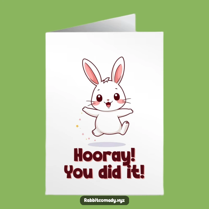 Free Printable Congrats Card: Sparkly Dust Rabbit, Joyful Hopping, Downloadable Gift