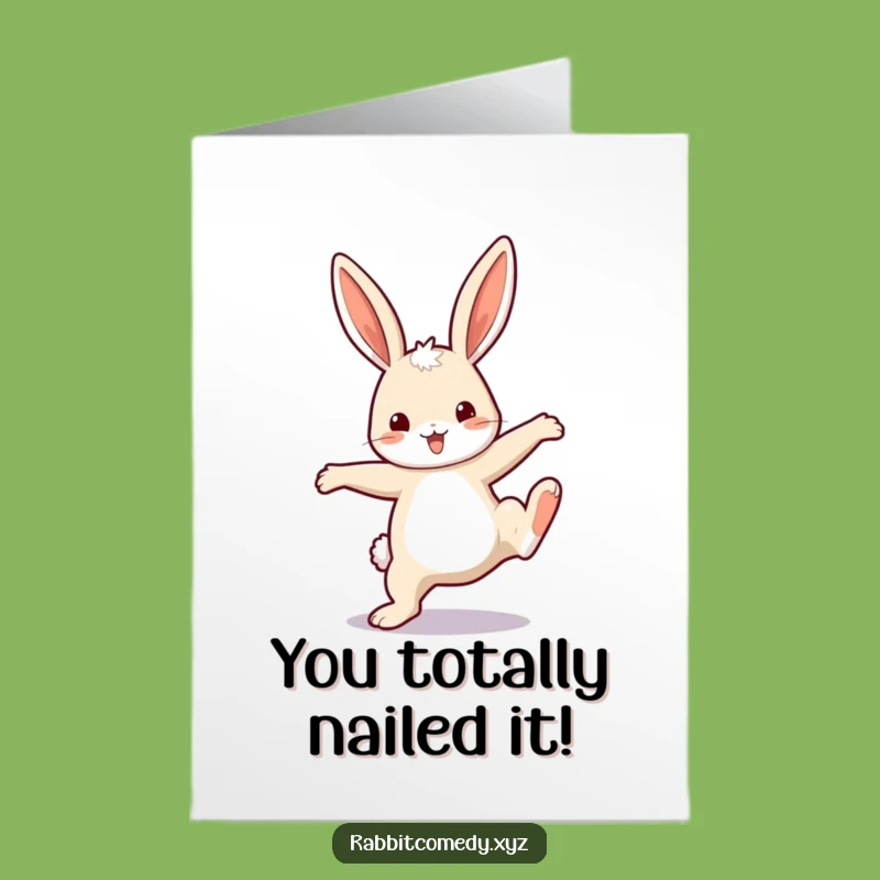 Free Printable Funny Rabbit Cartwheel Congratulations Card - Joyful Downloadable Greeting
