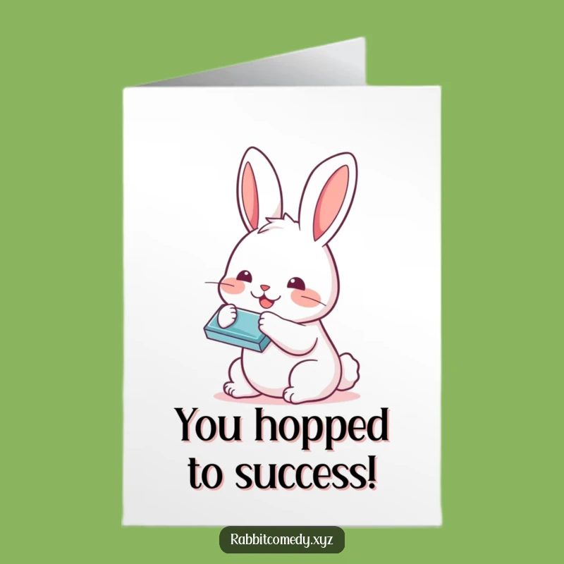 Free Printable Kawaii Rabbit Congratulations Card: Tiny Harmonica Celebration Downloadable