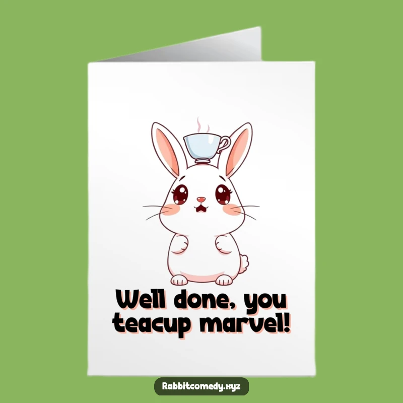 Free Printable Rabbit Congratulations Card - Shocked Eyes, Teacup Head, Funny Download